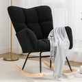 Black Teddy Nursery Rocking Chair Glider - Plush High Back Comfort