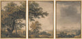 24x36 Framed Wall Art Set Vintage Landscape - Natural Frame