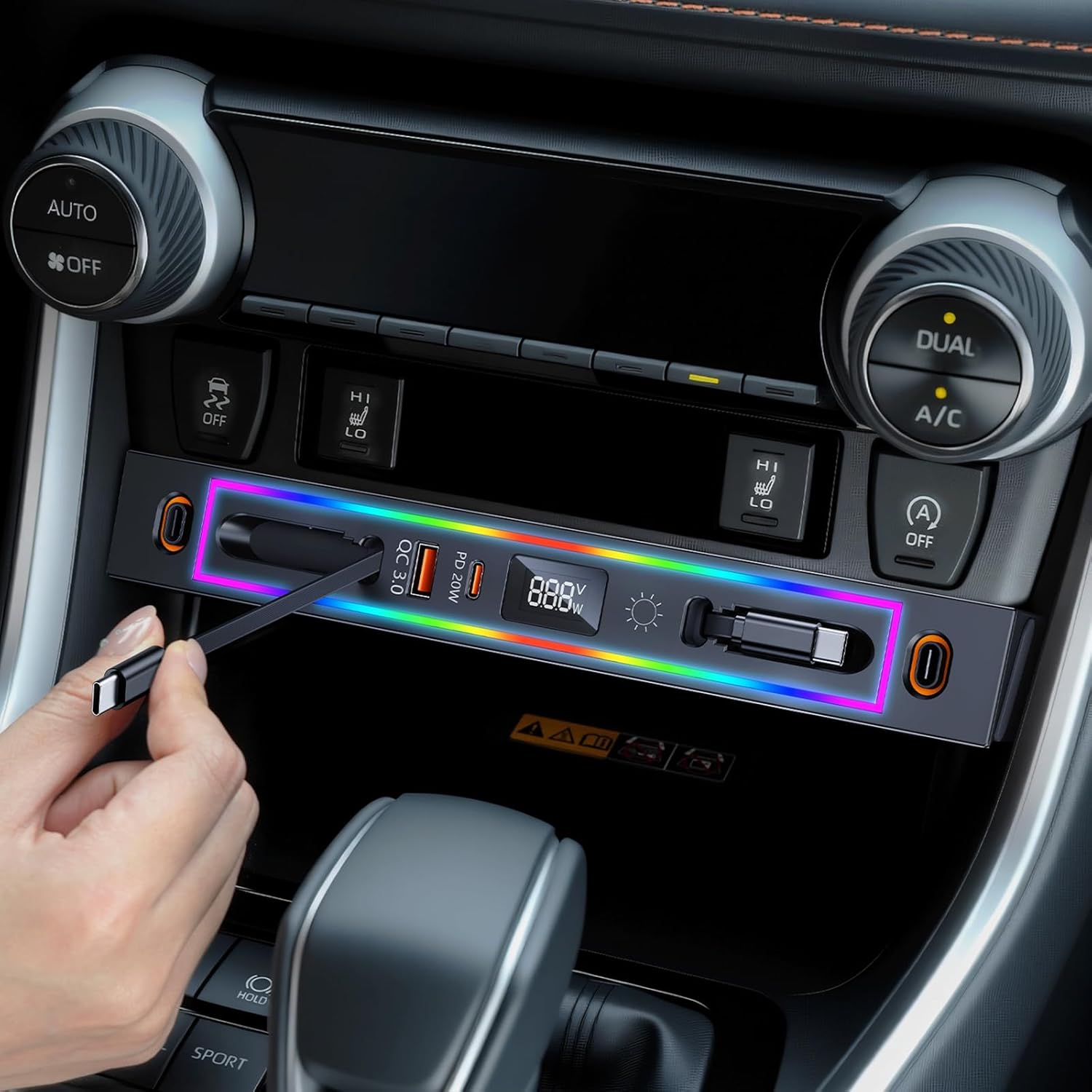 Toyota RAV4 USB Hub with RGB Light - 4-Port Charger Docking Station