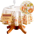 Round Cotton Tablecloth 69 in - Elegant Pumpkin Passion