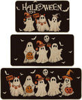 Artoid Mode Ghost Pumpkin Bat Black Kitchen Mats Set of 3 - Seasonal