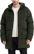 Men's Long Winter Coat Hooded Quilted Jacket - Water-Resistant Parka
