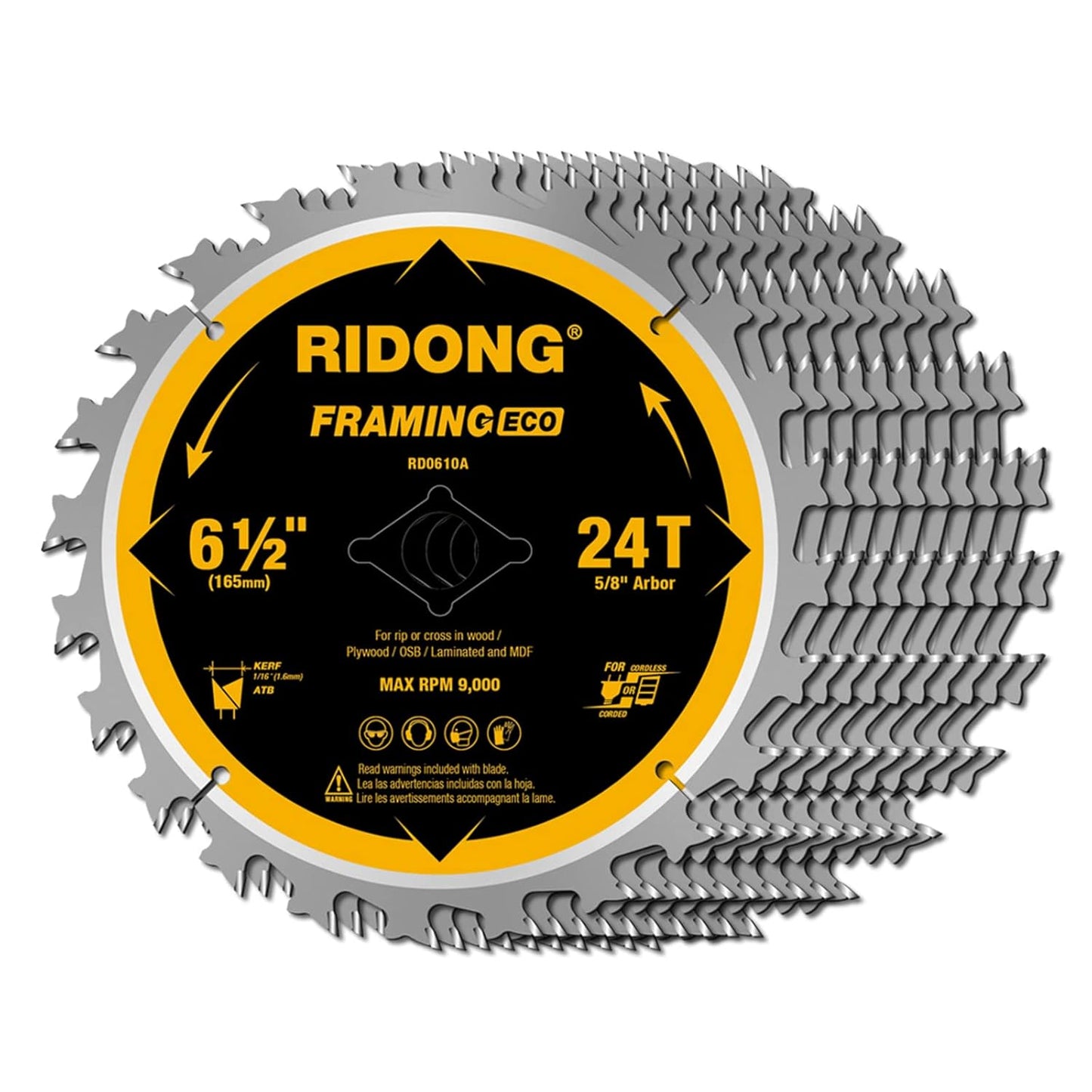 RIDONG 6-1/2in Circular Saw Blade 24-Tooth for Wood Cutting