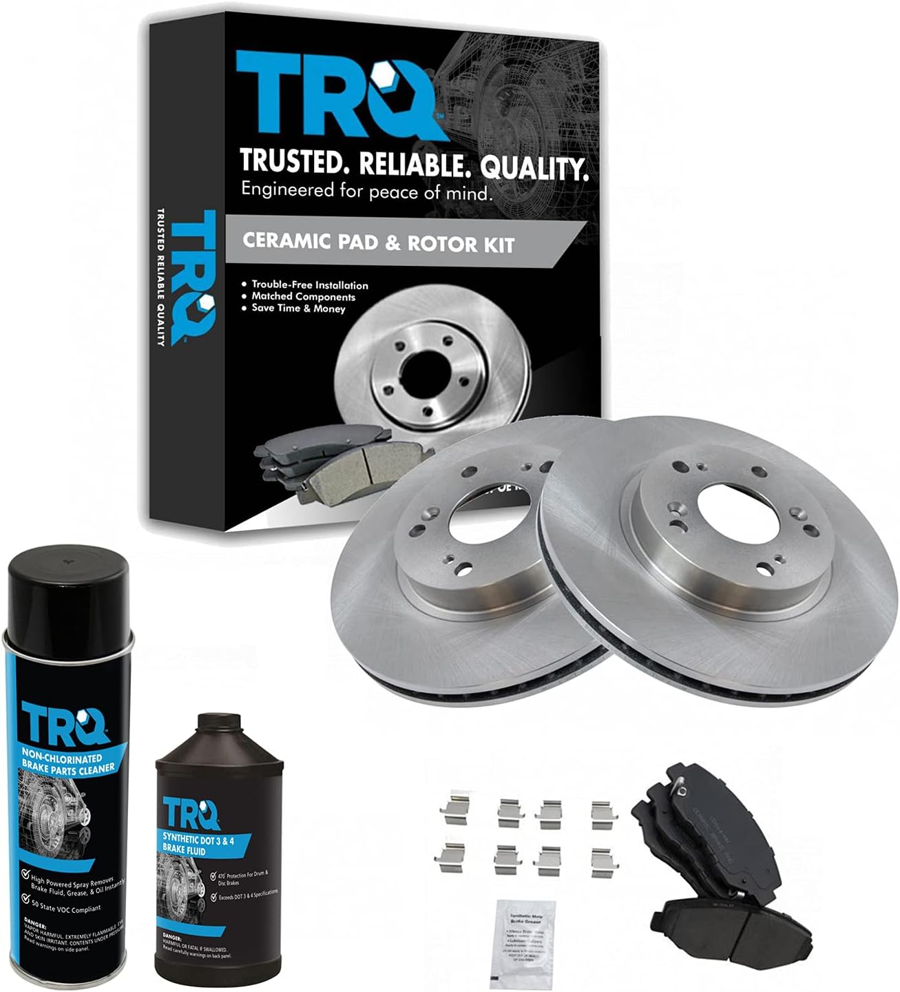 TRQ Front Brake Pad & Rotor Kit for 2002-2004 Honda CR-V