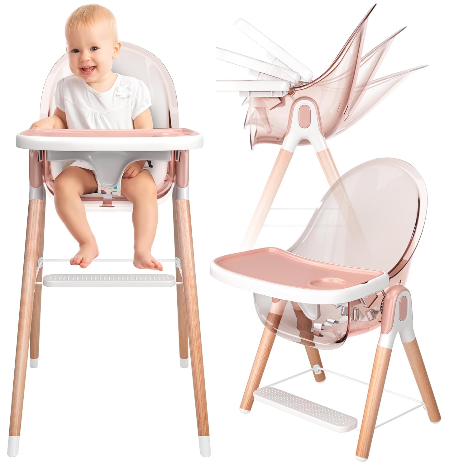 Deluxe Wooden High Chair for Babies & Toddlers - 6 in 1 Design