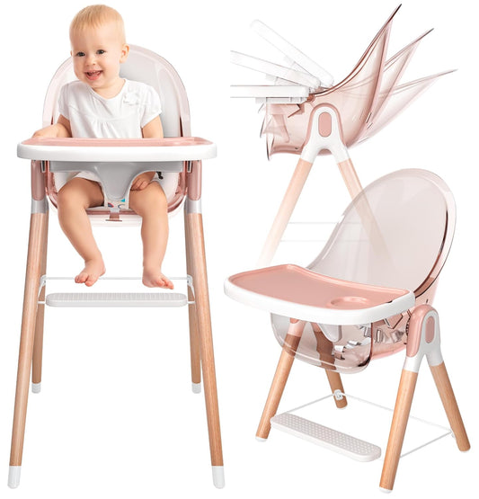 Deluxe Wooden High Chair for Babies & Toddlers - 6 in 1 Design