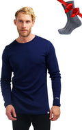 Merino Wool Base Layer Mens 250g Midweight Long Sleeve - Warm, Soft