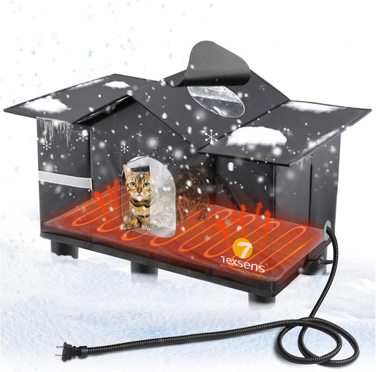Texsens Heated Cat Shelter for Outside - Cozy & Weatherproof