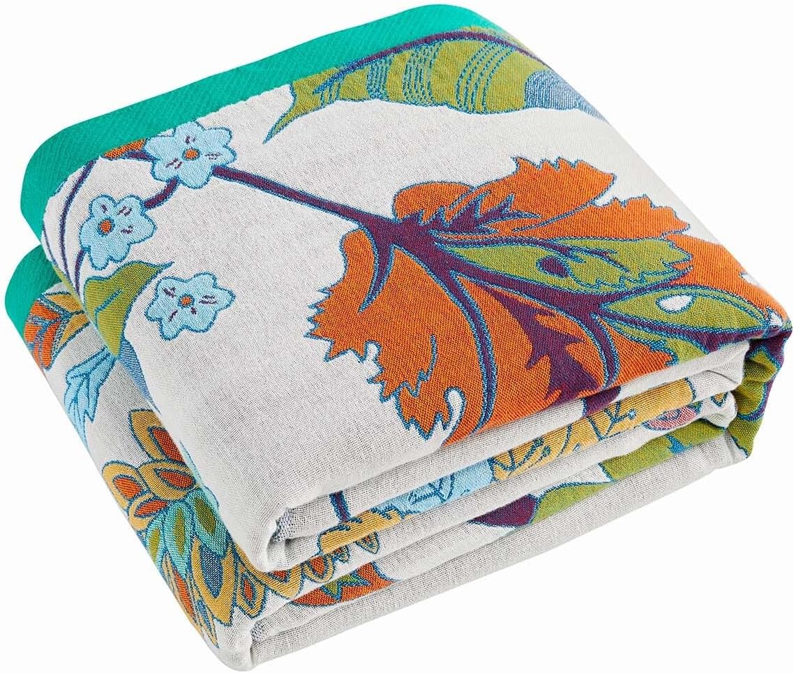 Summer Throw Blanket, 90in x 98in Reversible Bohemian Style
