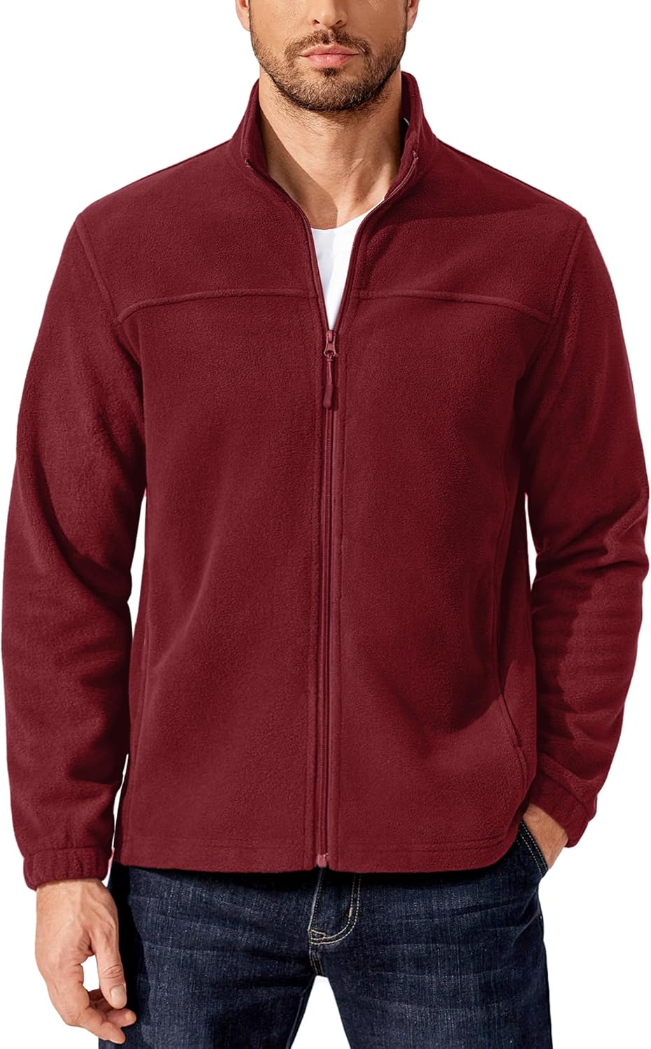 COOFANDY Men's Lightweight Full Zip Polar Fleece Jacket for Outdoors