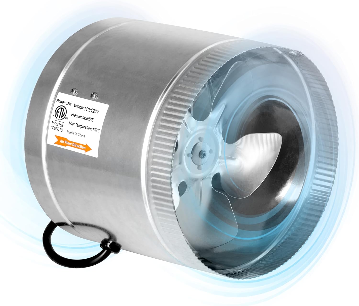 iPower 8 Inch Inline Booster Duct Fan for Quiet Ventilation