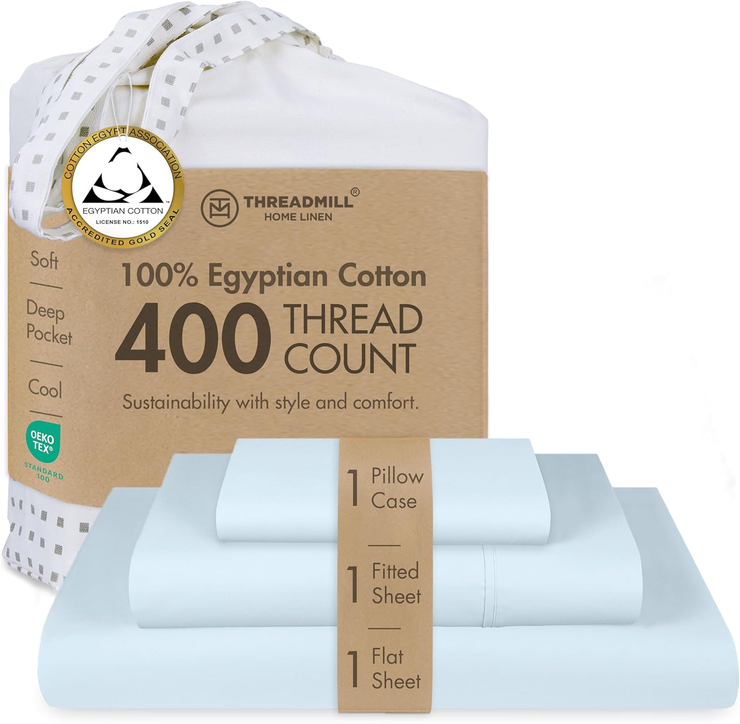Threadmill Egyptian Cotton Twin Sheet Set for Cozy Sleep