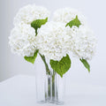 Real Touch White Hydrangea Artificial Flowers - Lifelike 21in Stems