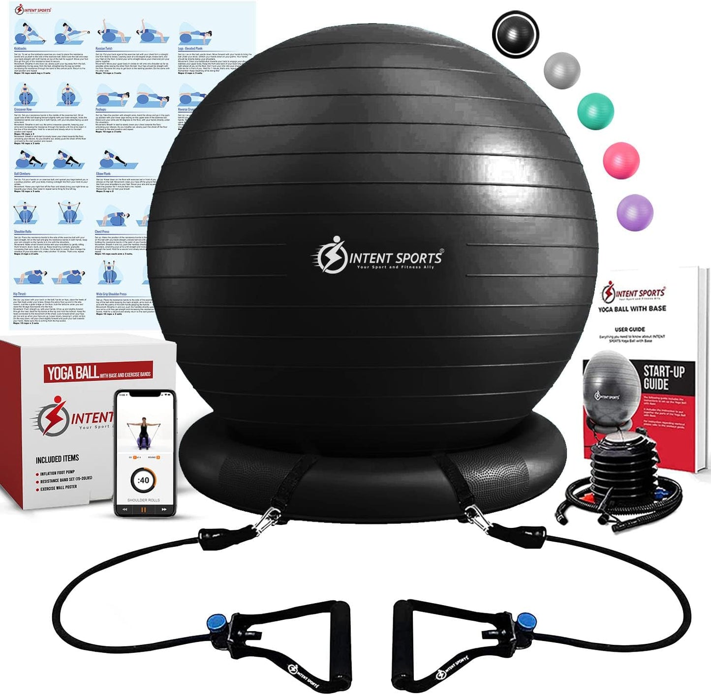 INTENT SPORTS Yoga Ball Chair - Improve Core & Posture