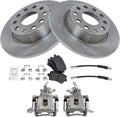 TRQ Rear Brake Pad & Rotor Kit Semi-Metallic Compatible with 2010