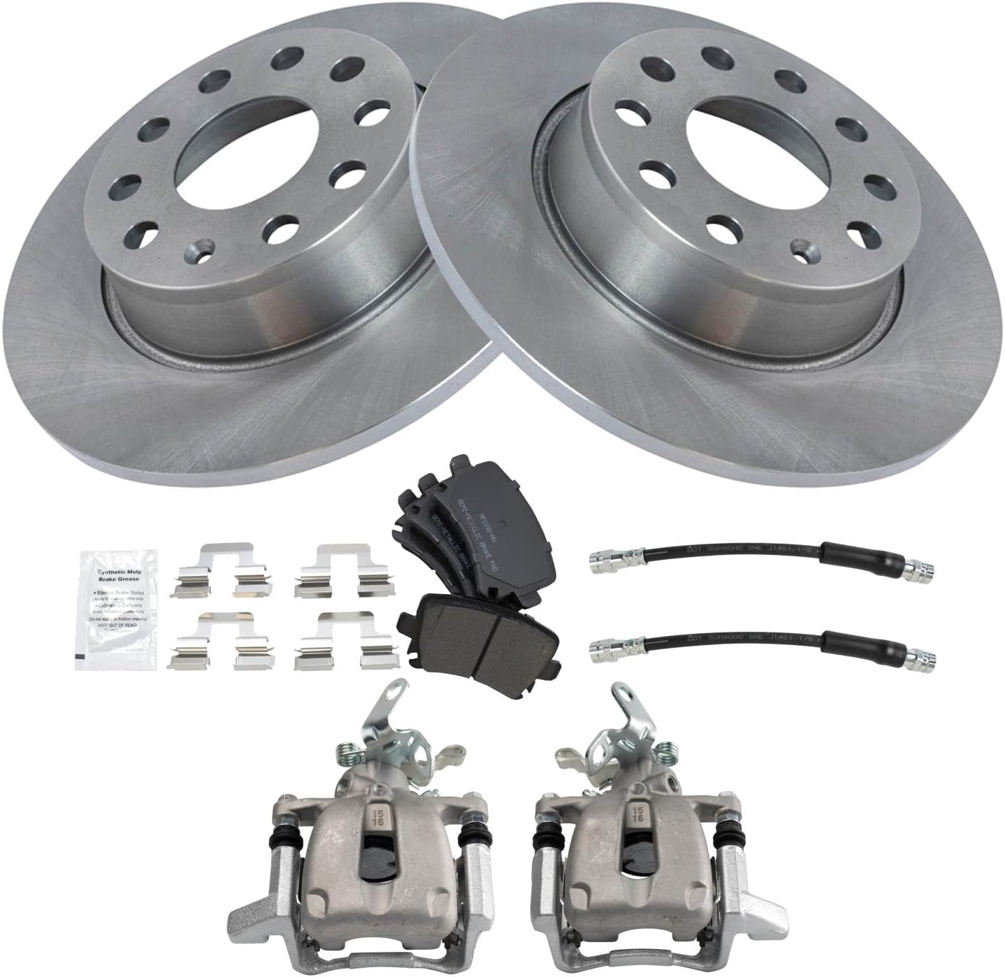 TRQ Rear Brake Pad & Rotor Kit for 2010 Volkswagen Jetta
