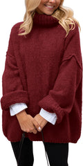 Oversized Turtleneck Sweater for Women - Cozy Chunky Knit