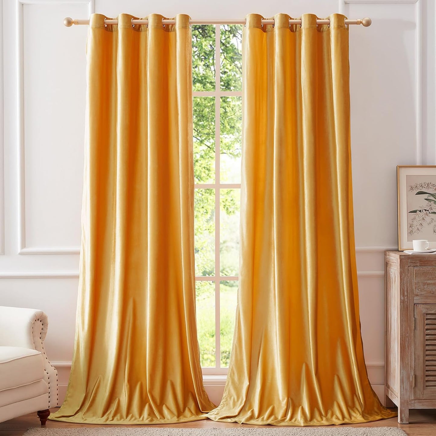 BULBUL Velvet Curtains 90 inch Length for Modern Living Room