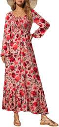 Boho Floral Smocked Maxi Dress - Flattering Empire Waist Fit