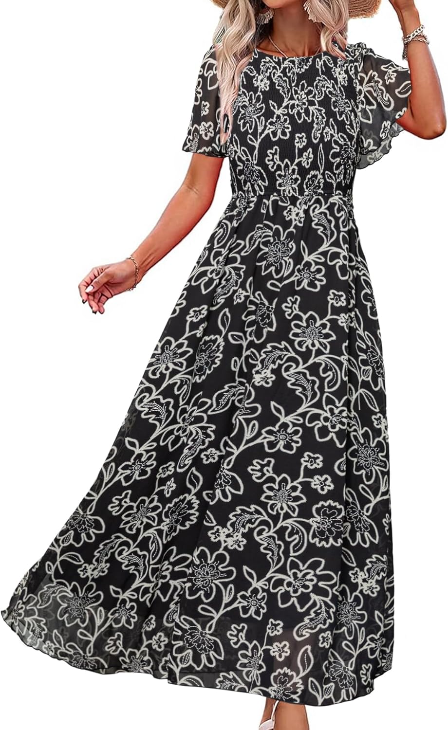 Simplee Womens Summer Floral Casual Maxi Dress for Elegance