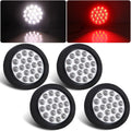 4in Round Red/White Dual Trailer Tail Lights - Flush Mount