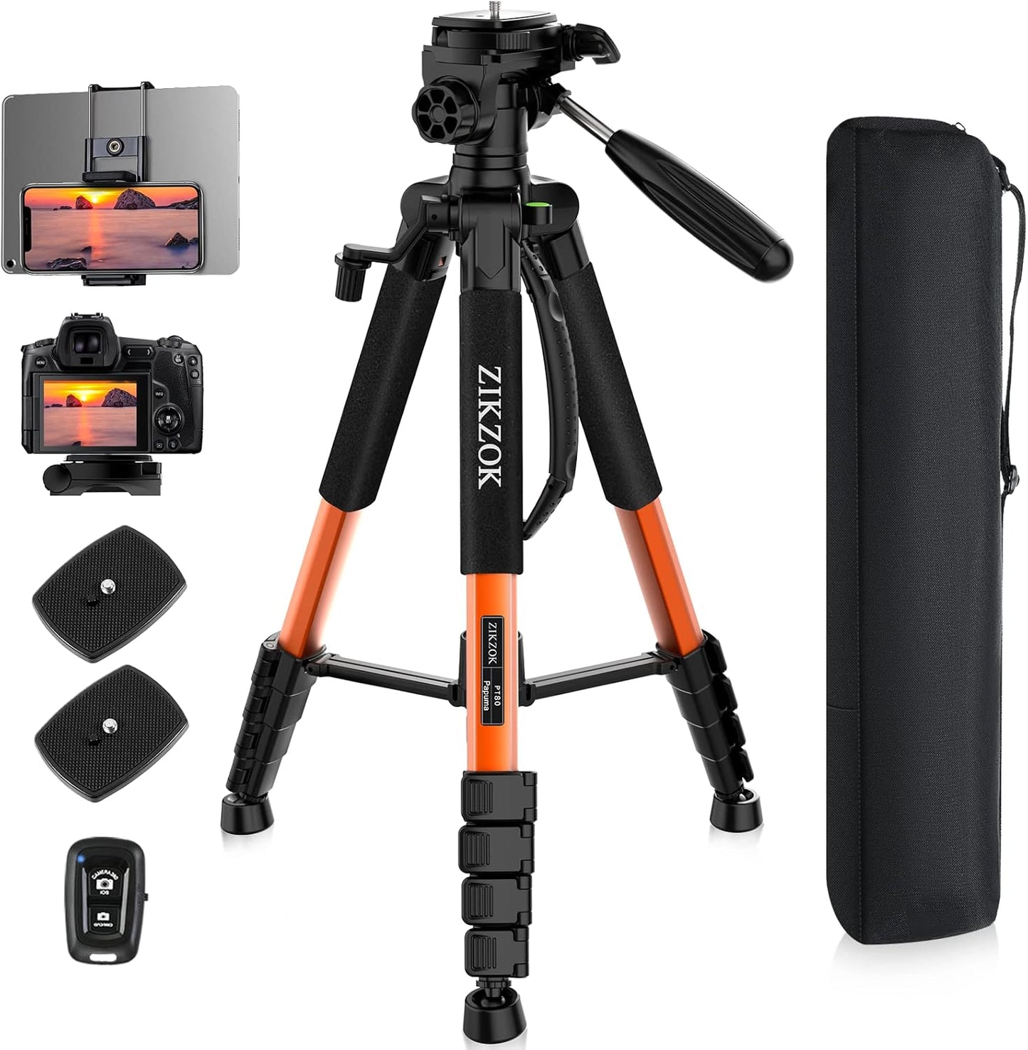 75inch Camera Tripod for iPad and iPhone - Heavy Duty Aluminum
