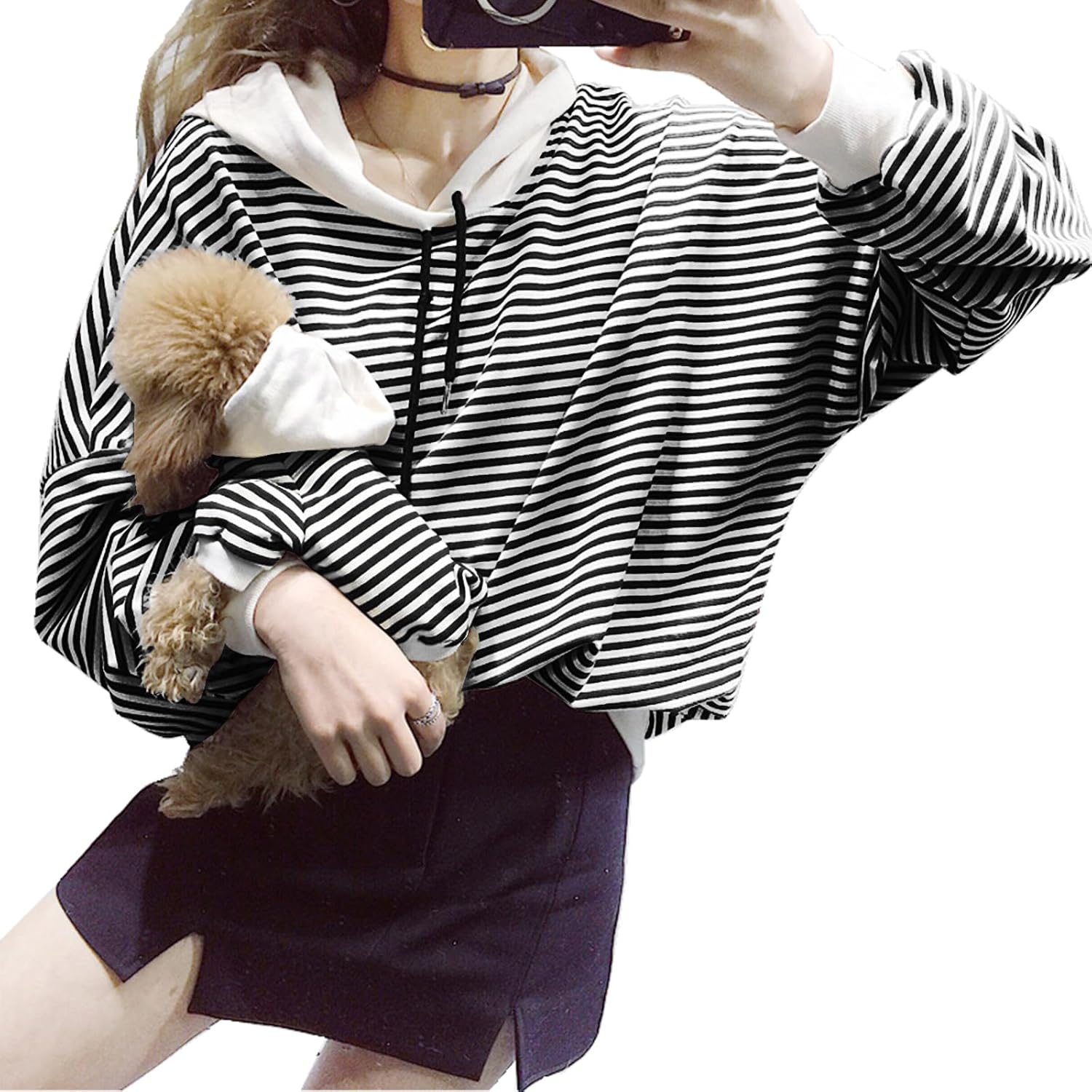 Striped Dog Hoodie Set, Coordinated Owner-Pet Outfits, XS Size