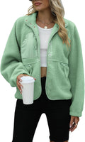 Yanekop Womens Fleece Jacket Fuzzy Sherpa Button-Down Coat - Warm soft