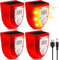 Solar Alarm Motion Detector 4-Pack - Solar Sound Strobe Security