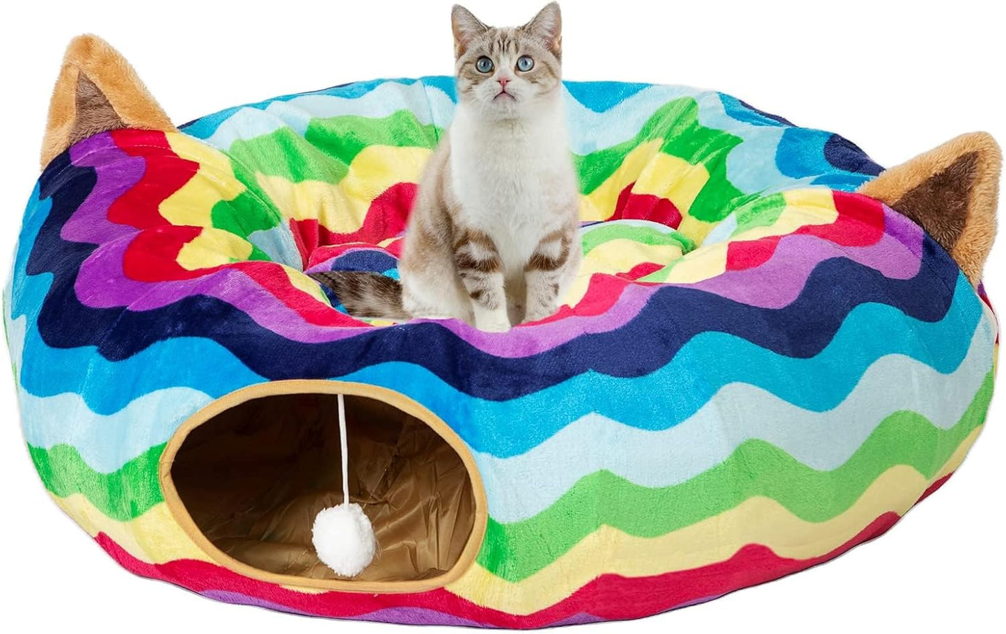 LUCKITTY Large Cat Tunnel Bed for Cozy Play and Relaxation