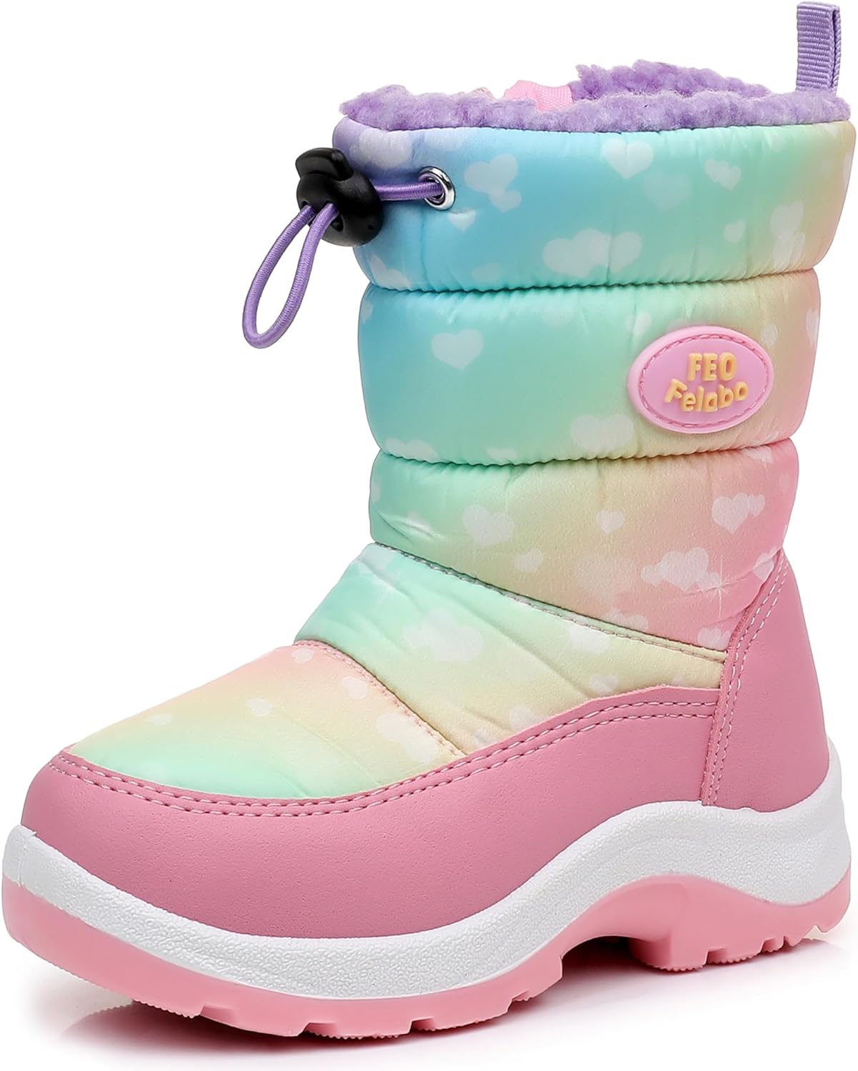 Felabo Kids Snow Boots for Boys Girls - Warm and Water Resistant