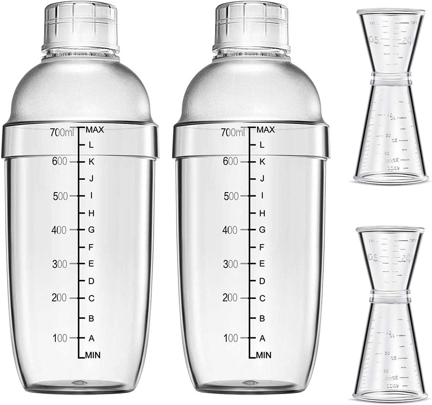 Clear Cocktail Shaker Set with Double Measuring Jigger