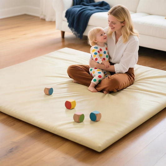 Baby Mat for Floor, Thick Soft Non-Toxic Vegan Leather Play Mat
