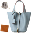 Genuine Leather Bucket Bag with Lock Design for Fashion Lovers