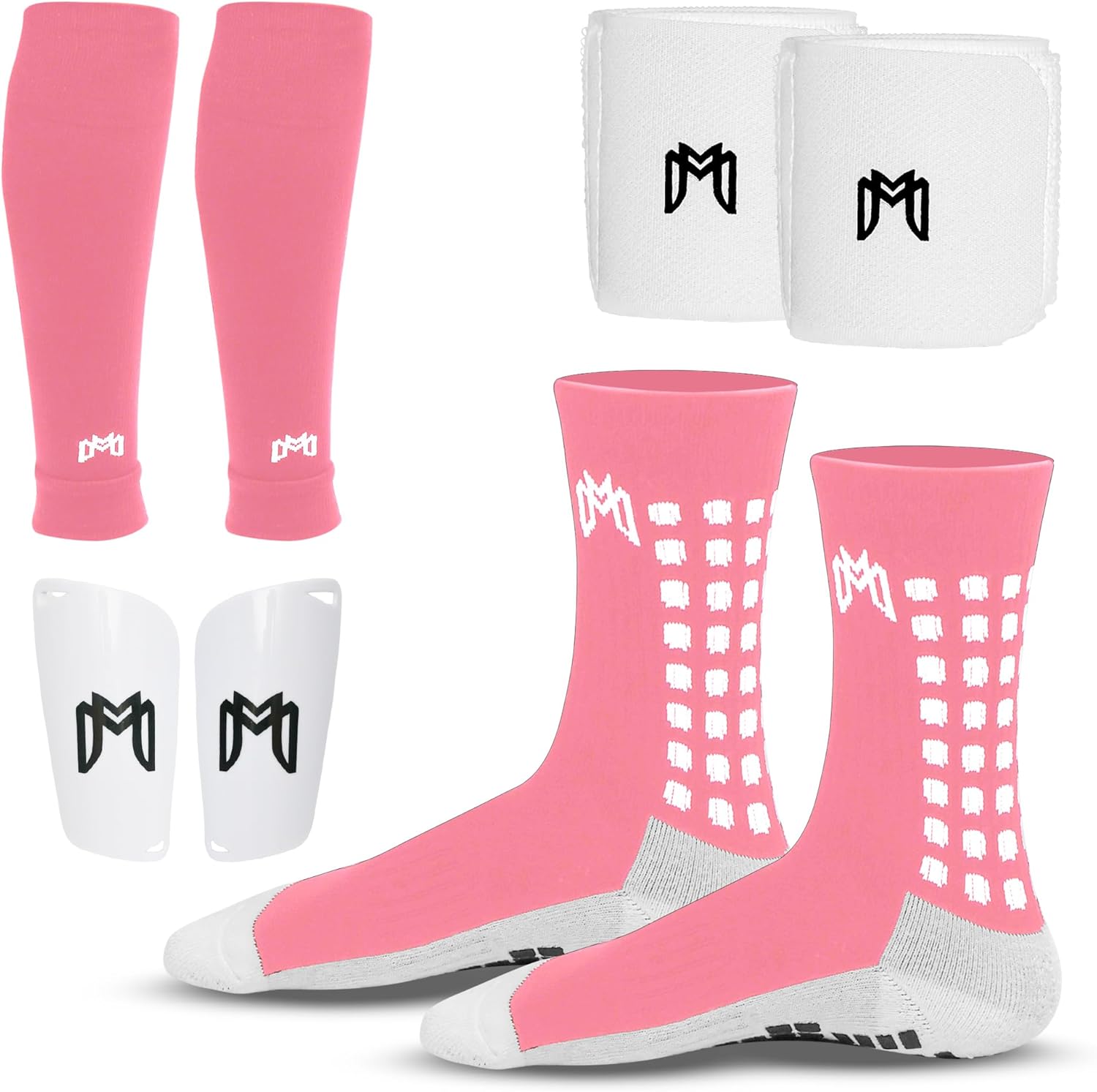Soccer Grip Socks and Shin Guards Bundle for All Players
