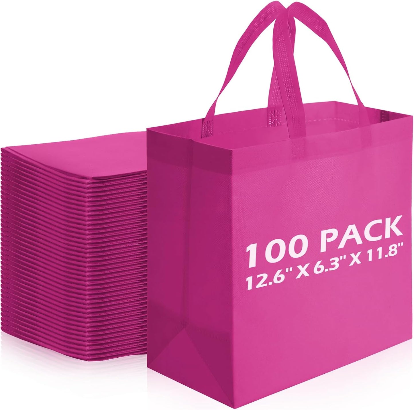 Reginary Reusable Totes Bags - 100 Pcs Non Woven Grocery Bags