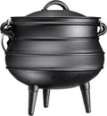 Bruntmor 12 Quart Cast Iron Dutch Oven Cauldron - Campfire Ready