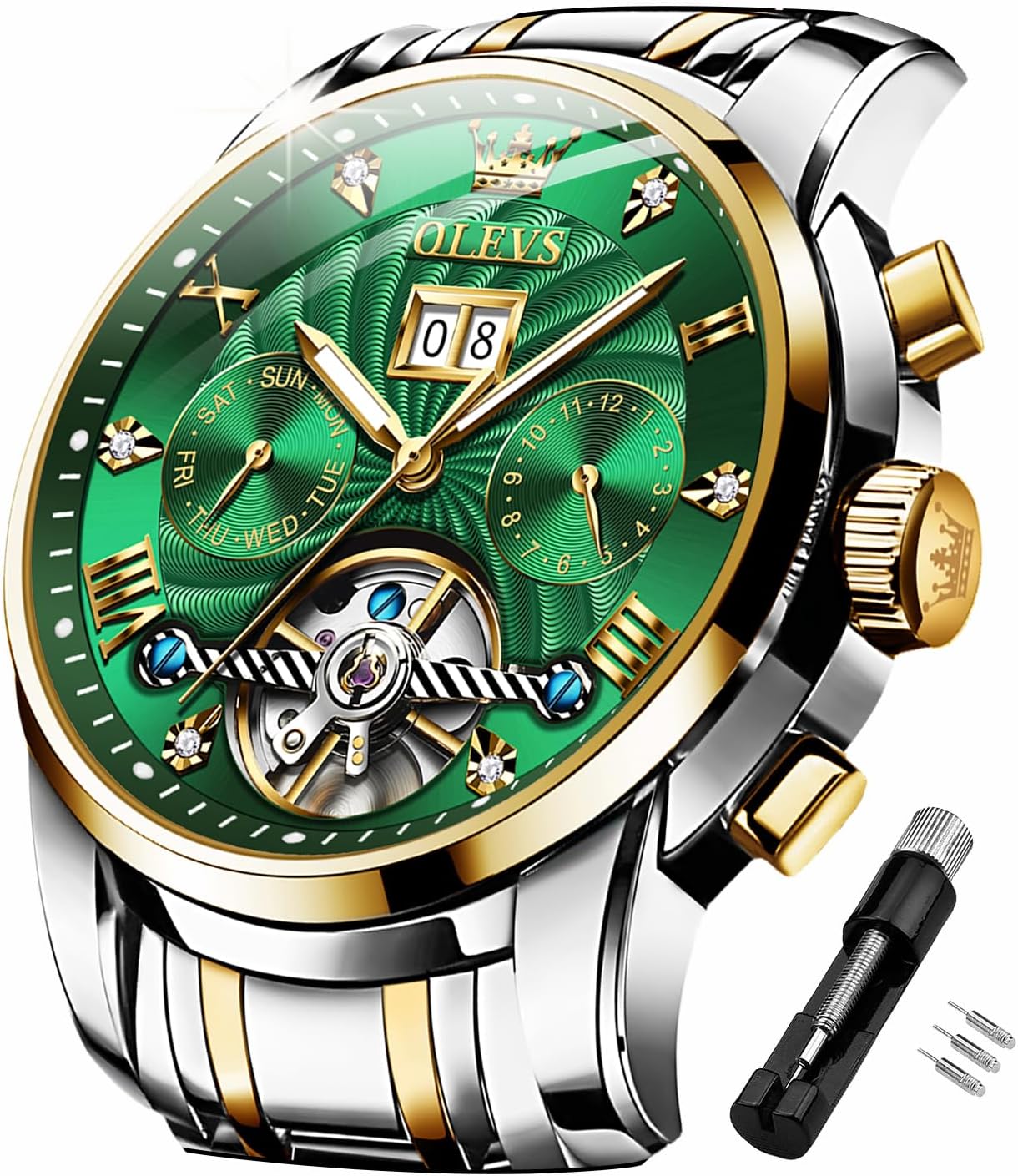 OLEVS Tourbillon Skeleton Diamond Watch