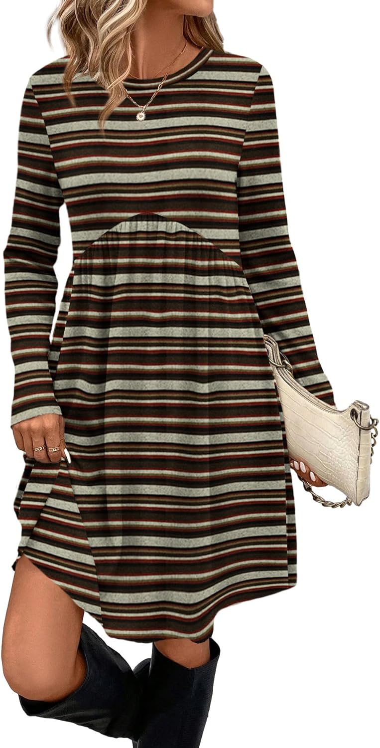 OFEEFAN Long Sleeve Dress for Women with Pockets and Comfort