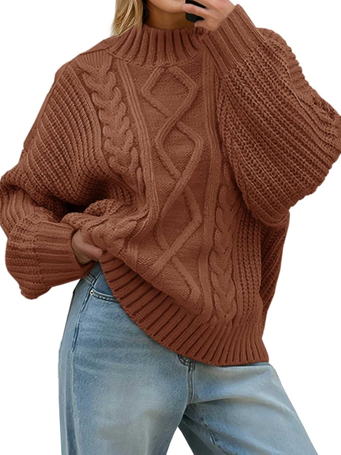 Saodimallsu Womens Oversized Cable Knit Sweaters for Fall 2025