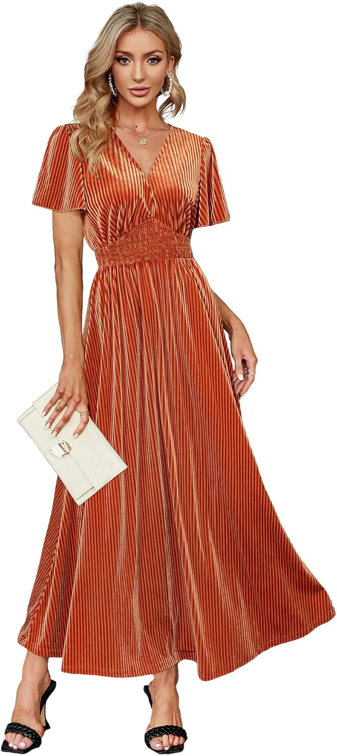 Elegant Velvet Maxi Dress for Women - Perfect for Weddings