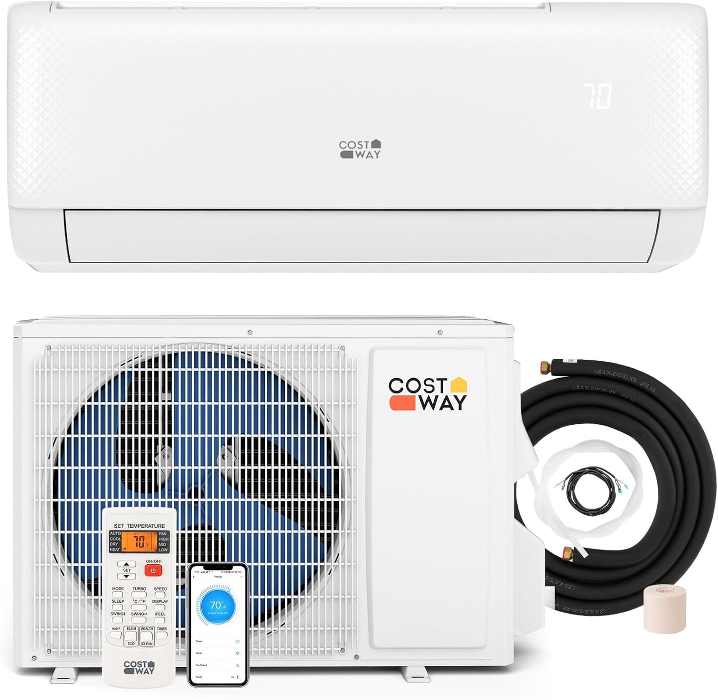 COSTWAY 9100 BTU Mini Split Air Conditioner with Heat Pump