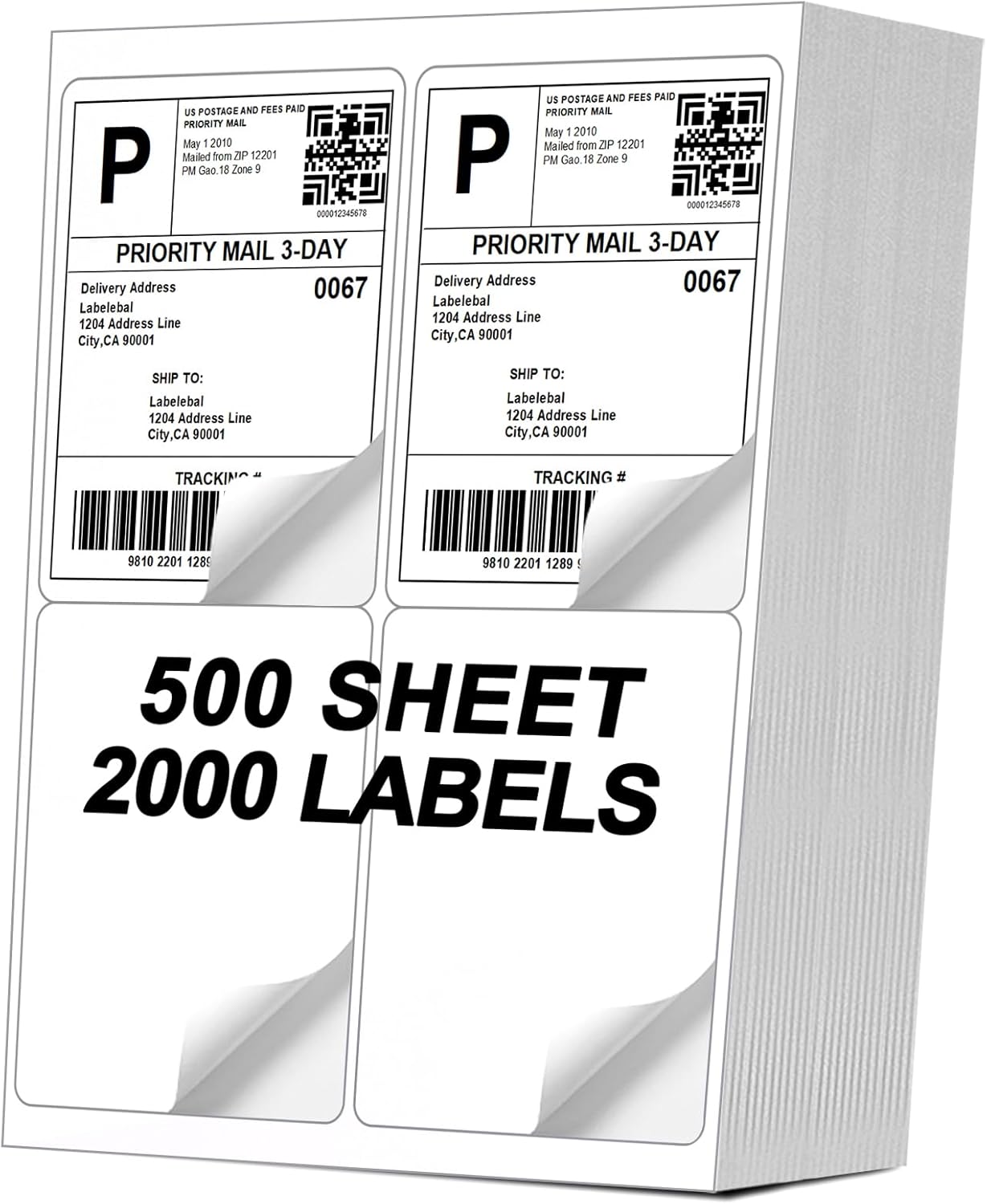 4ft'x5ft' Shipping Labels for Laser & Inkjet Printers - 2000 Pack
