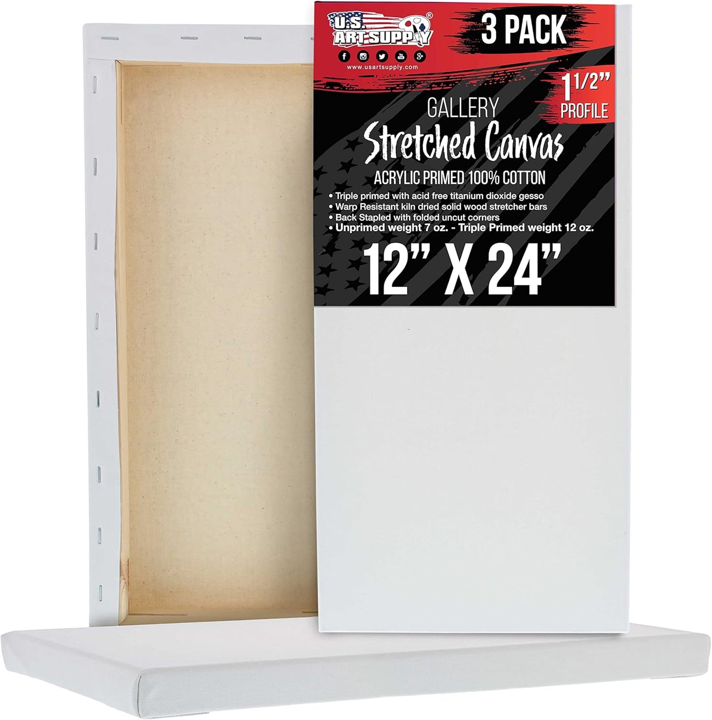 U.S. Art Supply Rectangle Stretched Canvas for Painting