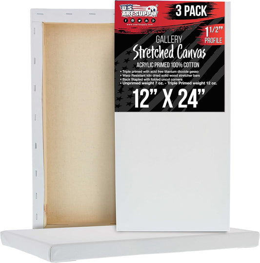 U.S. Art Supply Rectangle Stretched Canvas for Painting
