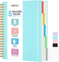 Spiral Notebook 8.5 in x 11 in 5-Subject College Ruled - All-in-One