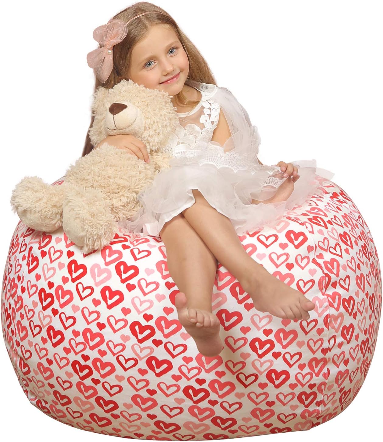 WEKAPO Stuffed Animal Storage Bean Bag Chair Cover for Kids