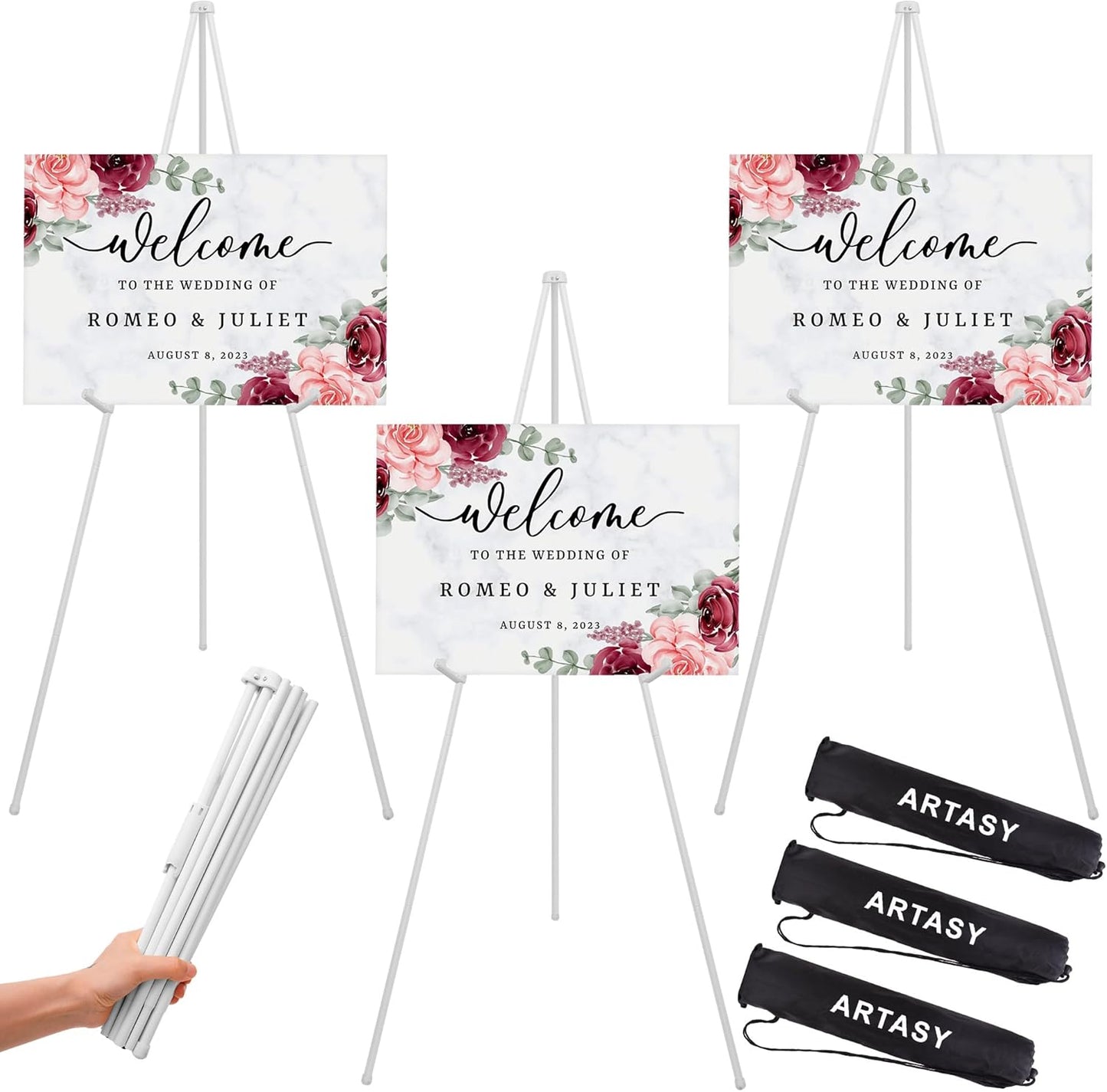 ARTASY 63in Easel Stand for Wedding Signs and Posters - 3 Pack