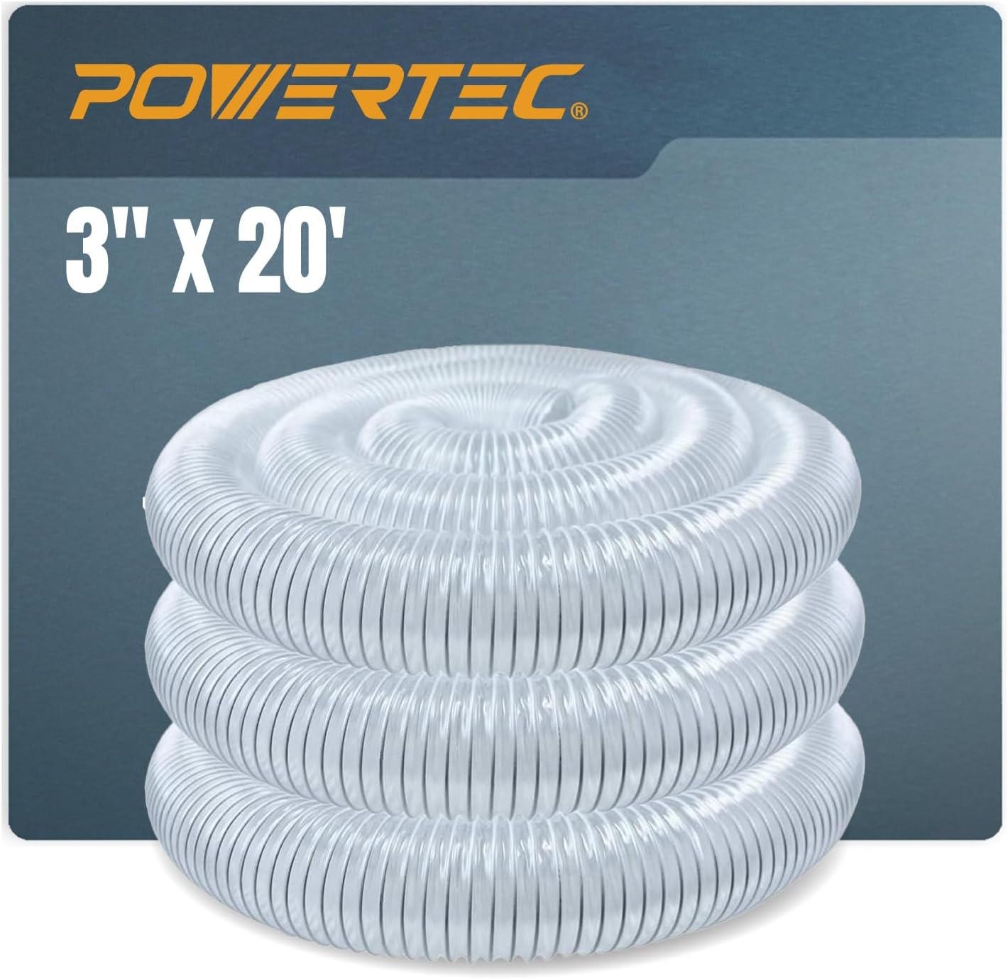 POWERTEC 3 Inch x 20 Feet Dust Collection Hose for Woodworking