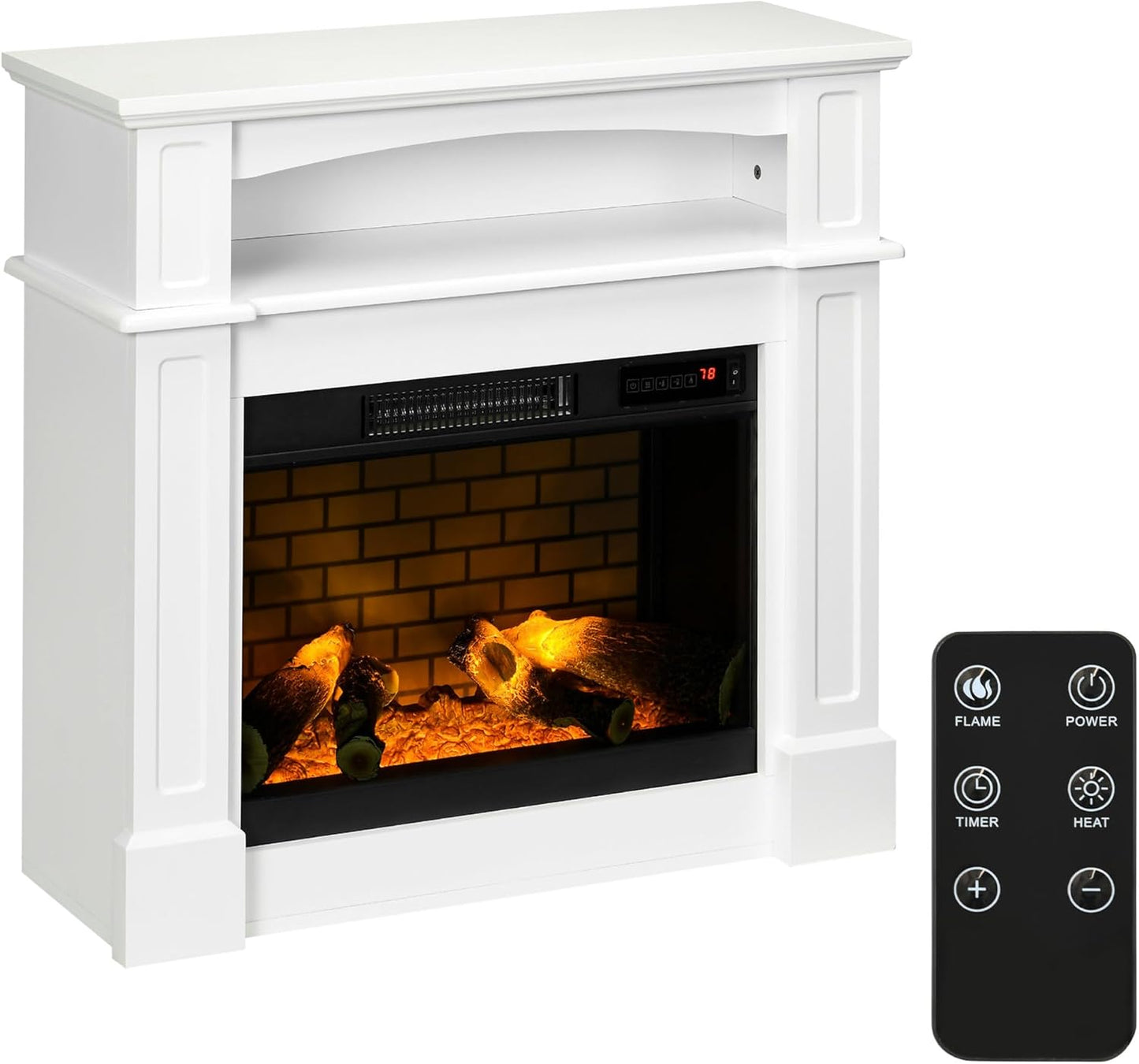 HOMCOM Electric Fireplace Mantel TV Stand for Cozy Ambience